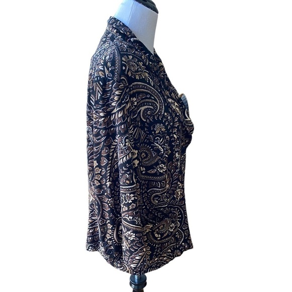 JOAN RIVERS Collared Paisley Brown & Black Women's Lined Button Up Blazer Sz. 2X - Picture 5 of 10